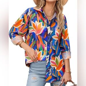 Colorful Floral Women's Top NWOT